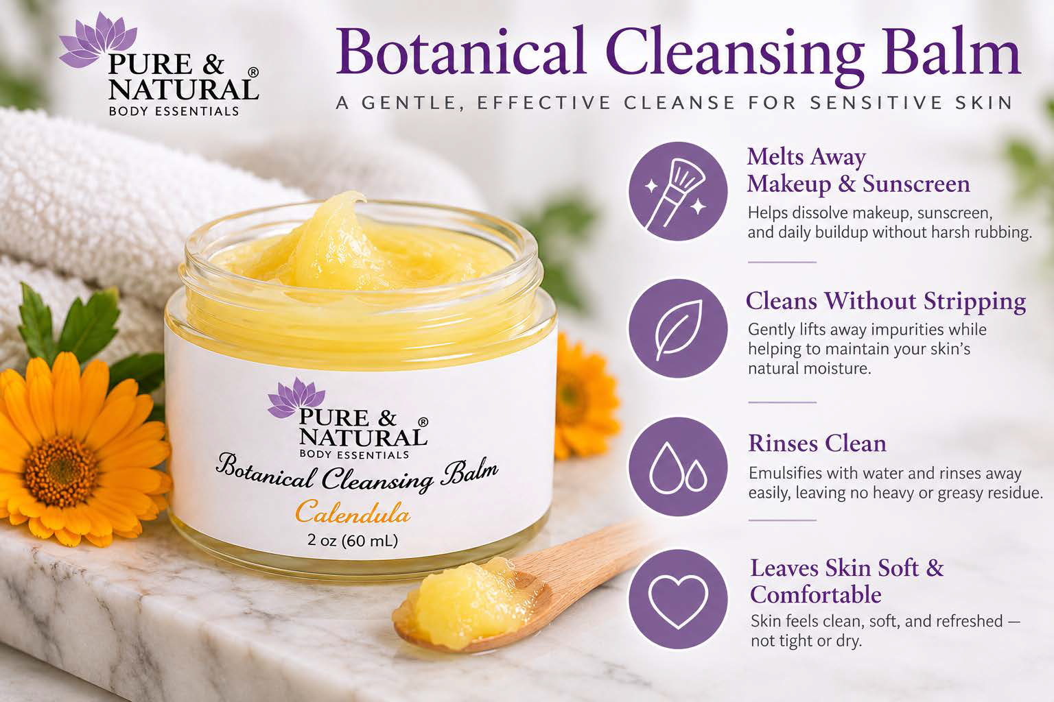 Botanical Cleansing Balm benefits for sensitive skin including gentle makeup removal and soft comfortable skin