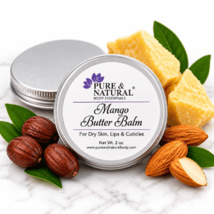 Shea butter balm for dry and sensitive skin with calendula-infused jojoba oil and sweet almond oil