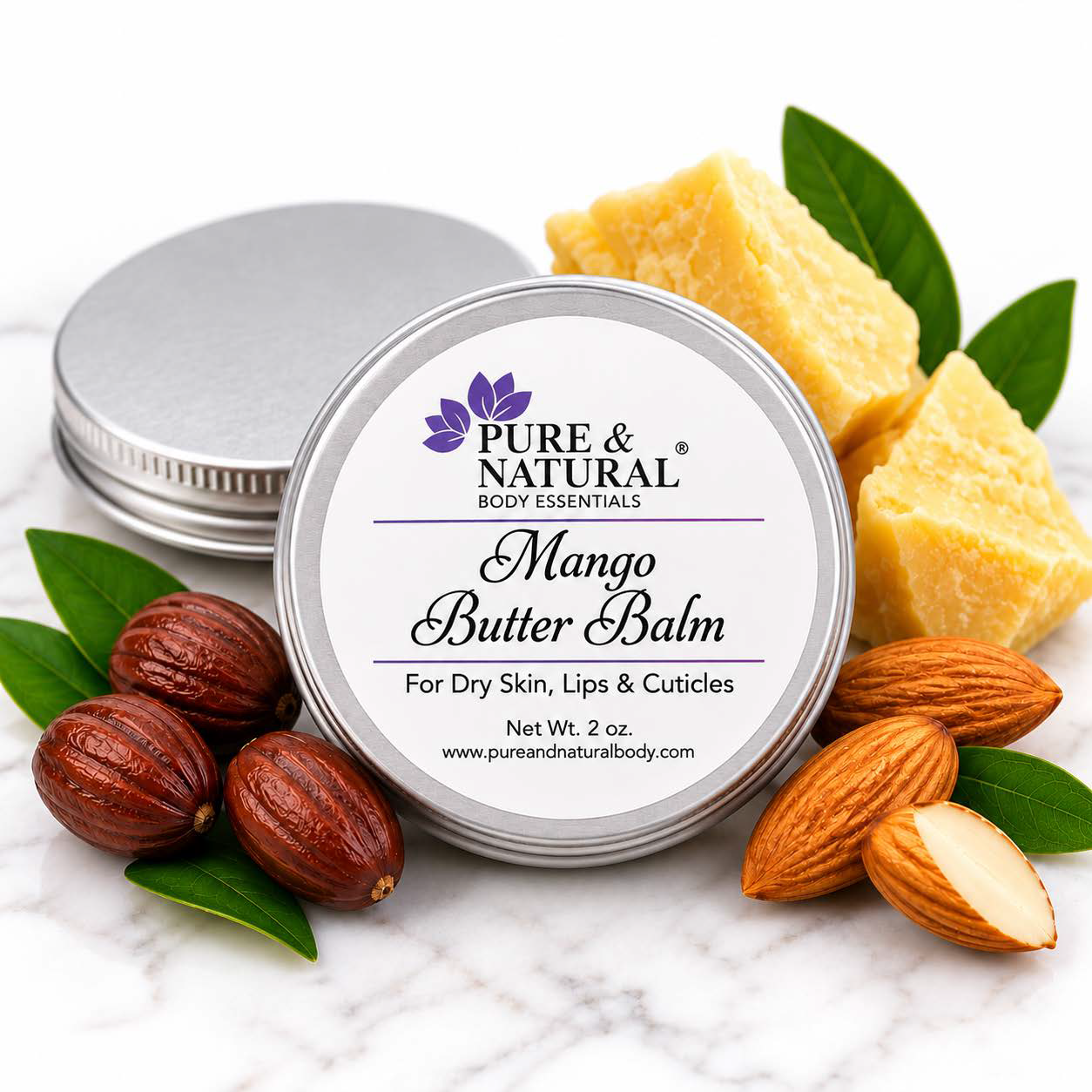 Shea butter balm for dry and sensitive skin with calendula-infused jojoba oil and sweet almond oil