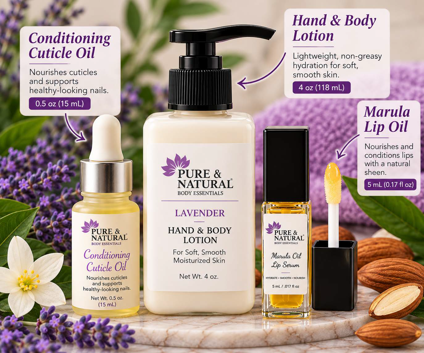 Everyday Body Care Gift Set – Lotion, Lip Oil & Cuticle Oil - Image 2