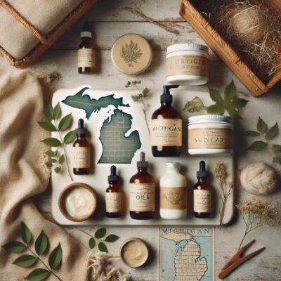 collection of products including a outline of michigan