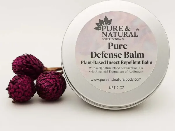 Pure Defense Balm tin – plant-based DEET-free insect repellent handcrafted in Michigan