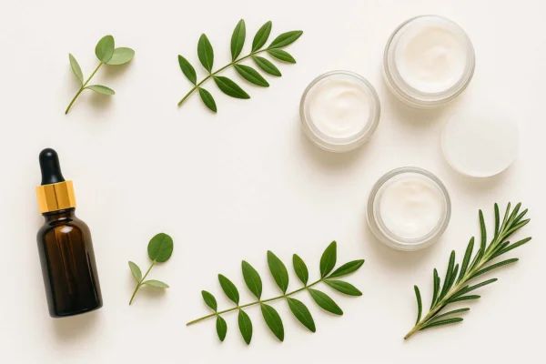 Pure & Natural Body Essentials Clean Beauty Blog photo with plant-based skincare items”