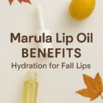 Marula Lip Oil by Pure & Natural with autumn leaves for natural fall lip care