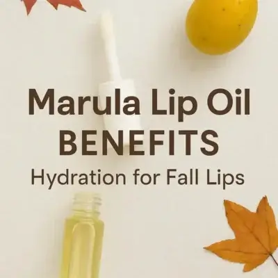 Marula Lip Oil by Pure & Natural with autumn leaves for natural fall lip care
