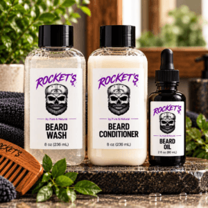 Hydration Beard Care Set with shampoo, conditioner, and beard oil