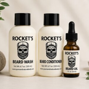 Hydration Beard Care Set with shampoo, conditioner, and beard oil