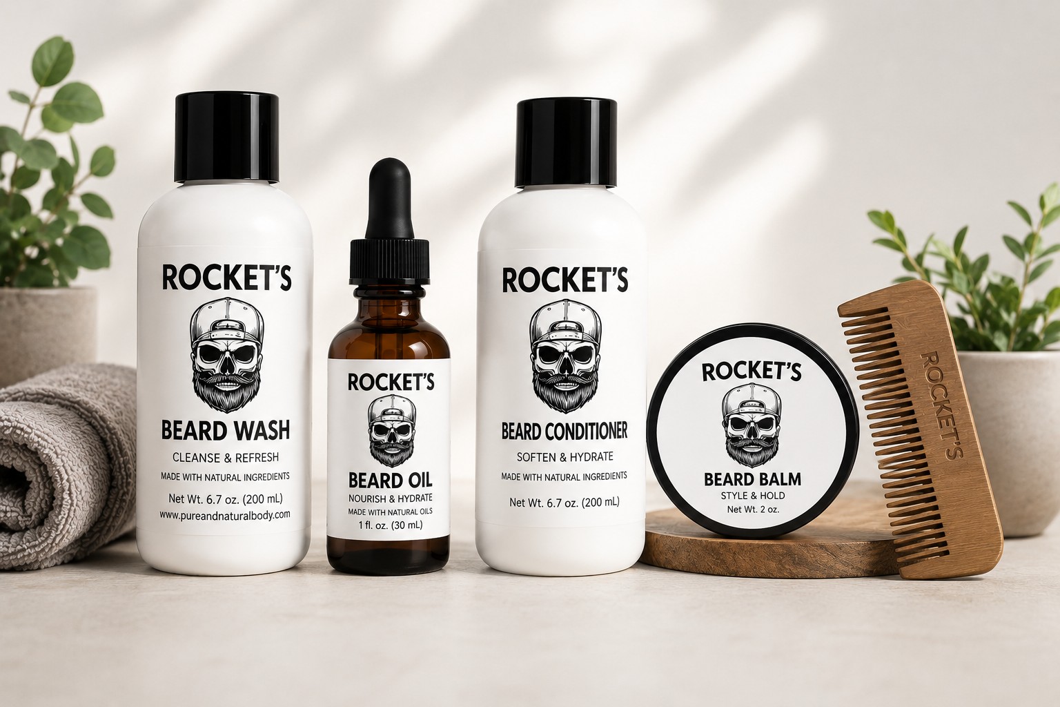 Deluxe Beard Care Set – Complete Natural Beard Grooming System 1 Deluxe Beard Care Set with shampoo, conditioner, beard oil, and beard balm