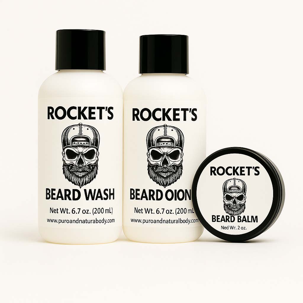 Styling Beard Care Set with shampoo, conditioner, and beard balm”