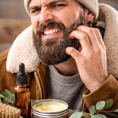 Beard itch and beard dandruff caused by dry winter skin and improper beard care