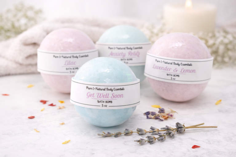 Pure & Natural Body Essentials® bath bombs — professionally formulated and made in Michigan