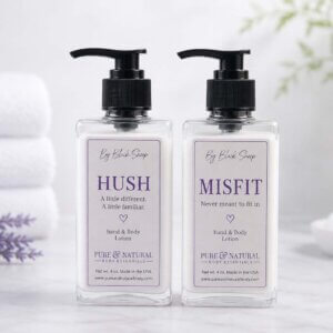 Black Sheep hand & body lotion with HUSH and MISFIT scents made in Michigan
