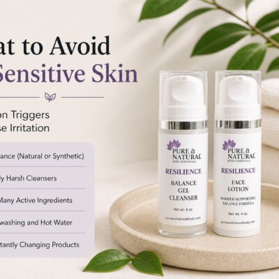 What to Avoid for Sensitive Skin (5 Common Triggers That Cause Irritation) 1 what to avoid for sensitive skin with gentle cleanser and face lotion for reactive skin