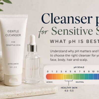 Cleanser pH for sensitive skin showing the ideal pH range